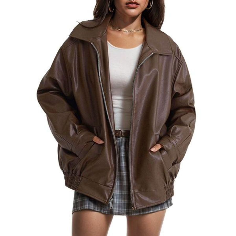 XANDRAT - Oversized Leather Faux Suede Jacket