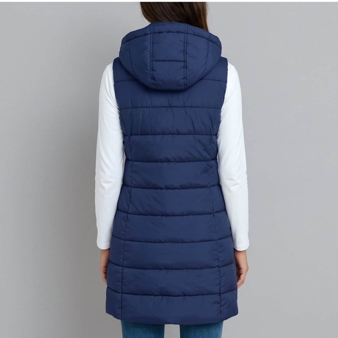 Aveline - Long Hooded Puffer Vest
