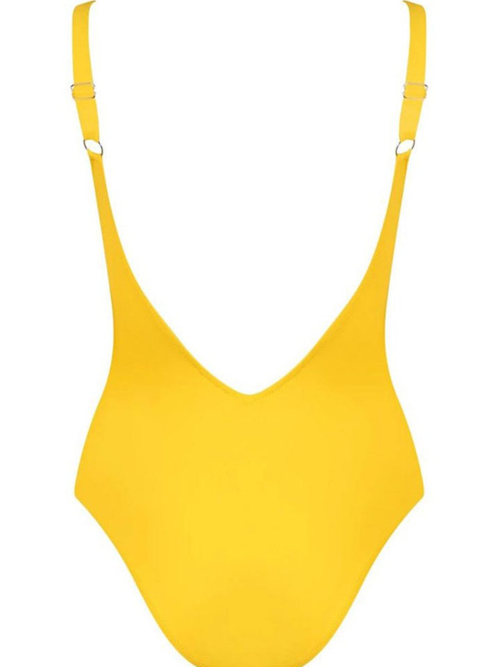 Contrast Crisscross Strappy V Neck One-piece Swimsuit (3 Colors)