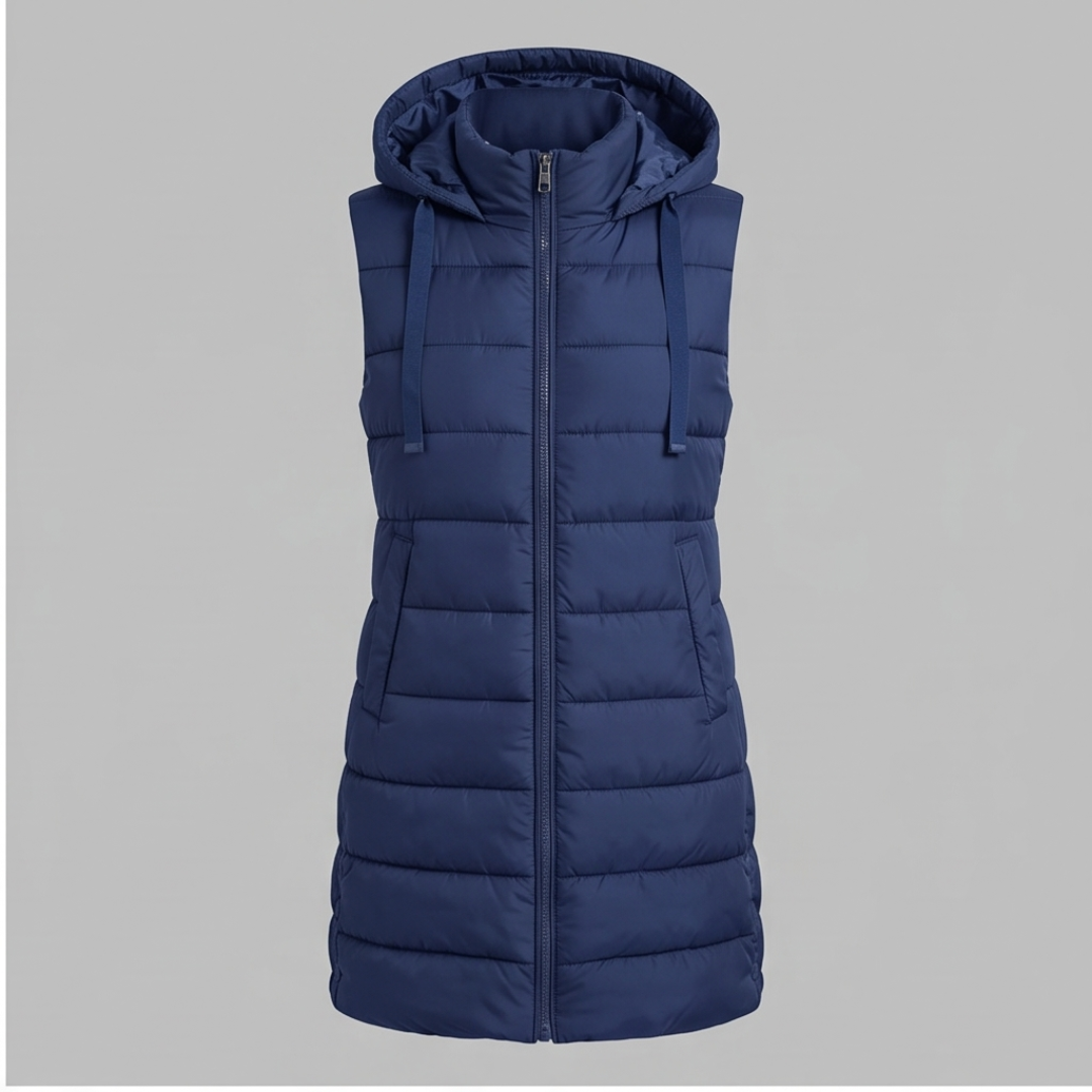 Aveline - Long Hooded Puffer Vest