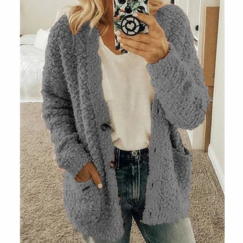 CQI Autumn And Winter Plus Size Cardigan Casual Velvet Short Jacket