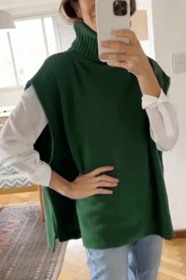 OCEAN | Turtleneck Sleeveless Top Fashion Casual Sweater