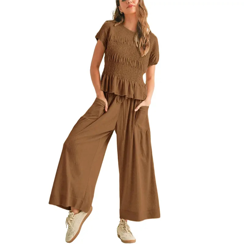 CHARLENET - 2-Piece Smocked Top and Wide