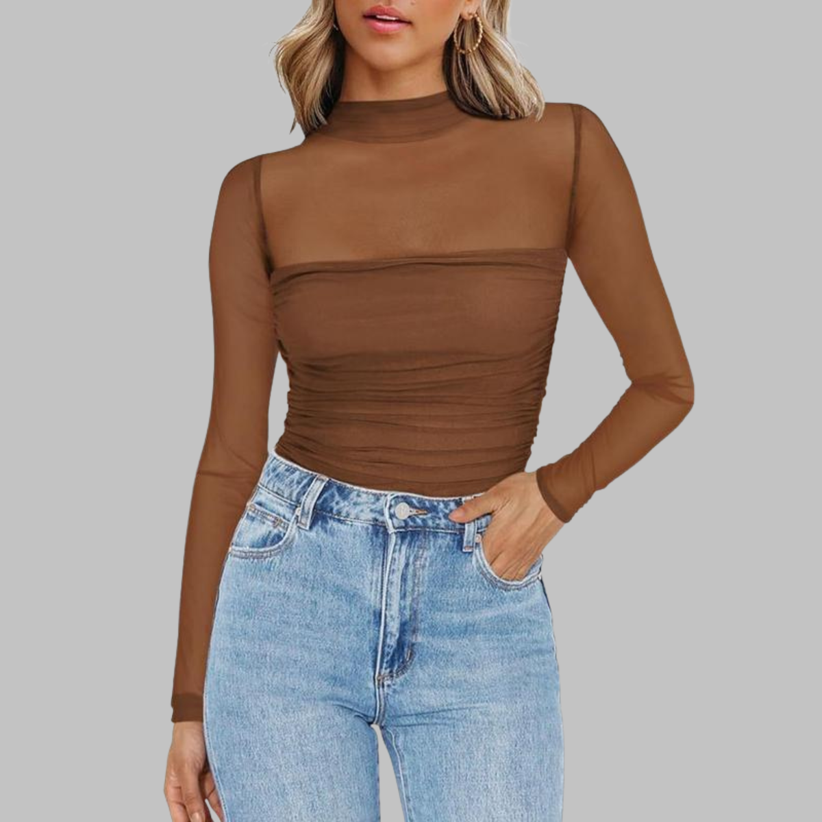 VEGAT - Chic Sheer Mesh See-Through Long