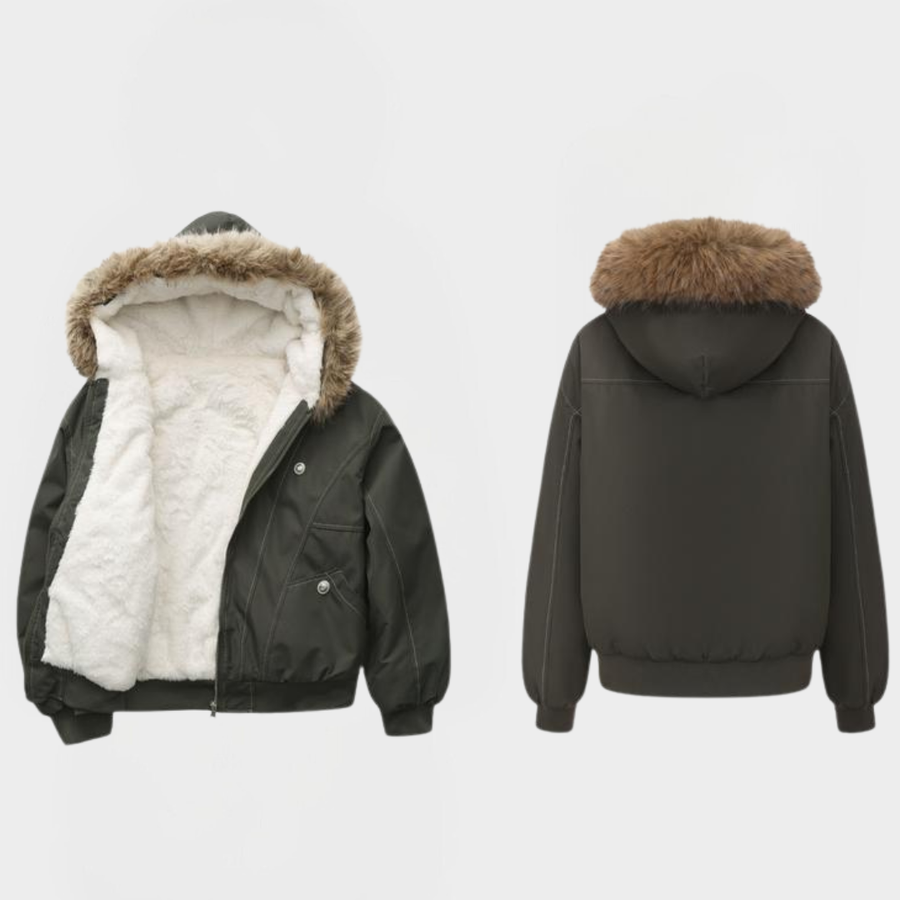 GLENDAT - Warm Bomber Jacket with Faux