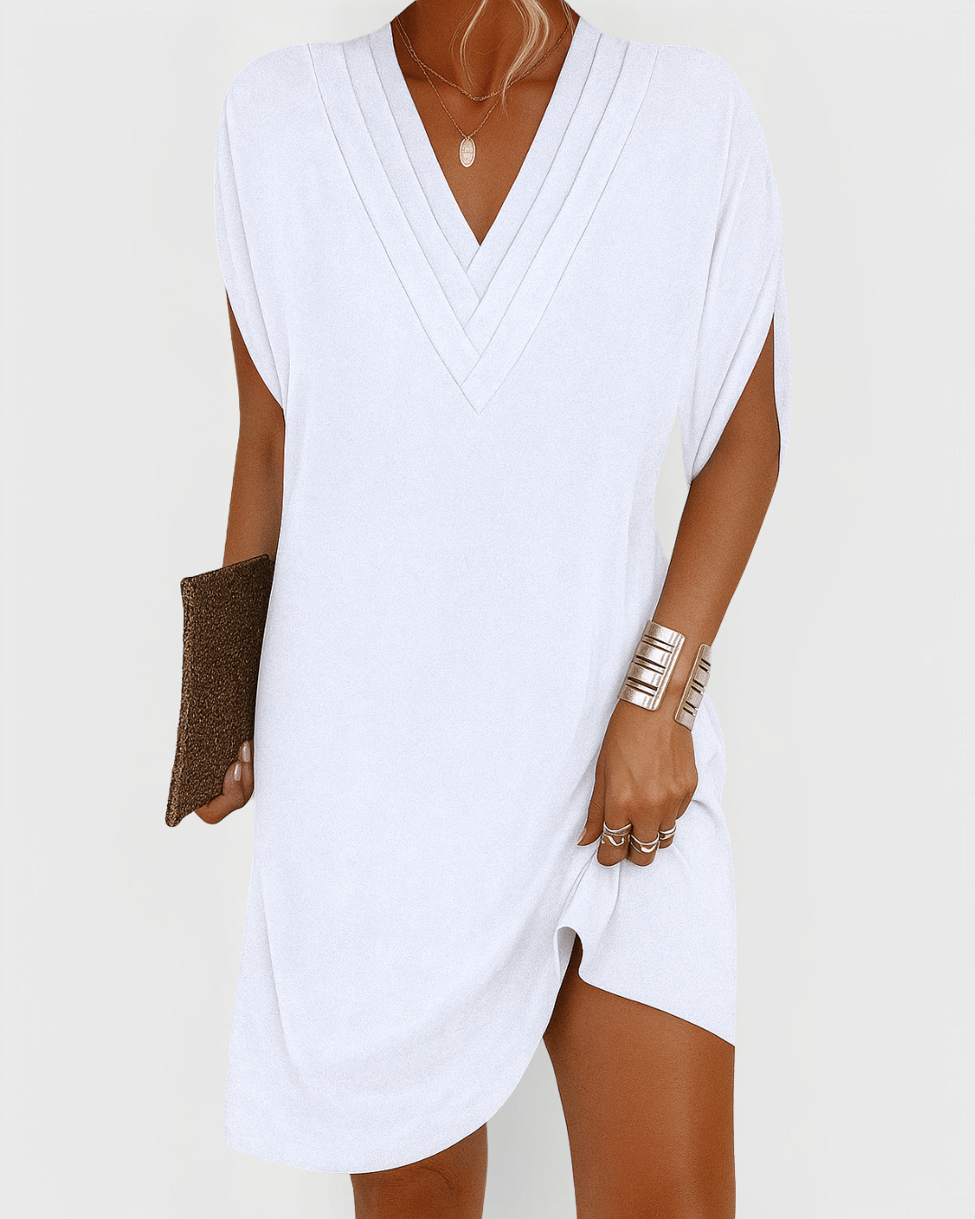Senso | Elegant V-Neck Dolman Sleeve Midi Dress