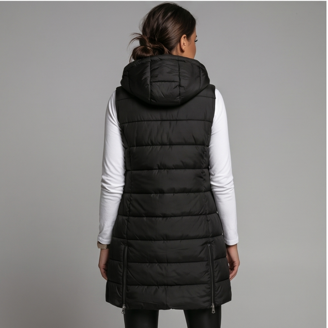 Aveline - Long Hooded Puffer Vest