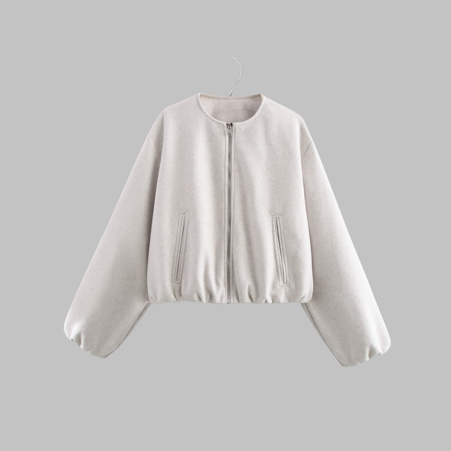OVALIET - Chic Long Sleeve Zipper Crop