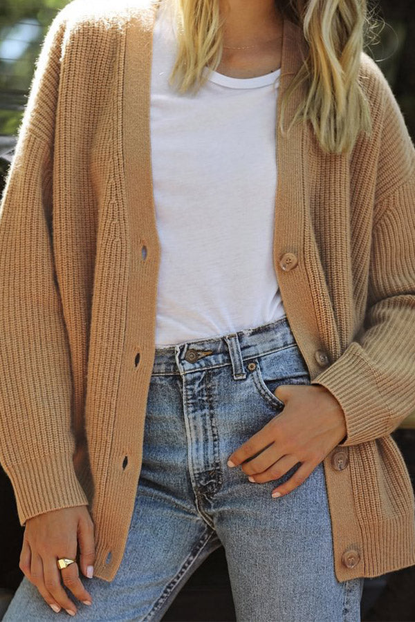 Mountain View Knit Ribbed Button Relaxed Cardigan