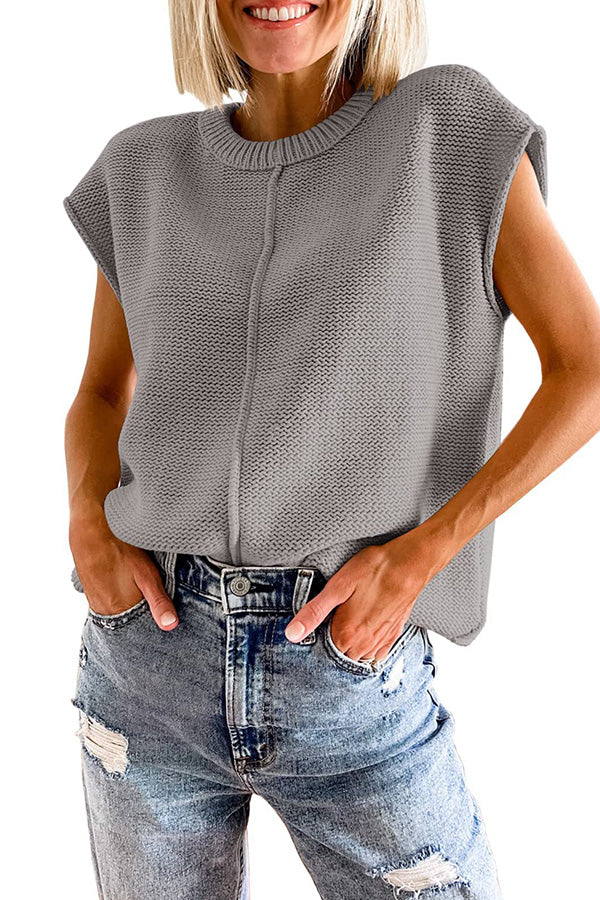 Casual round neck loose knitted pullover sweater