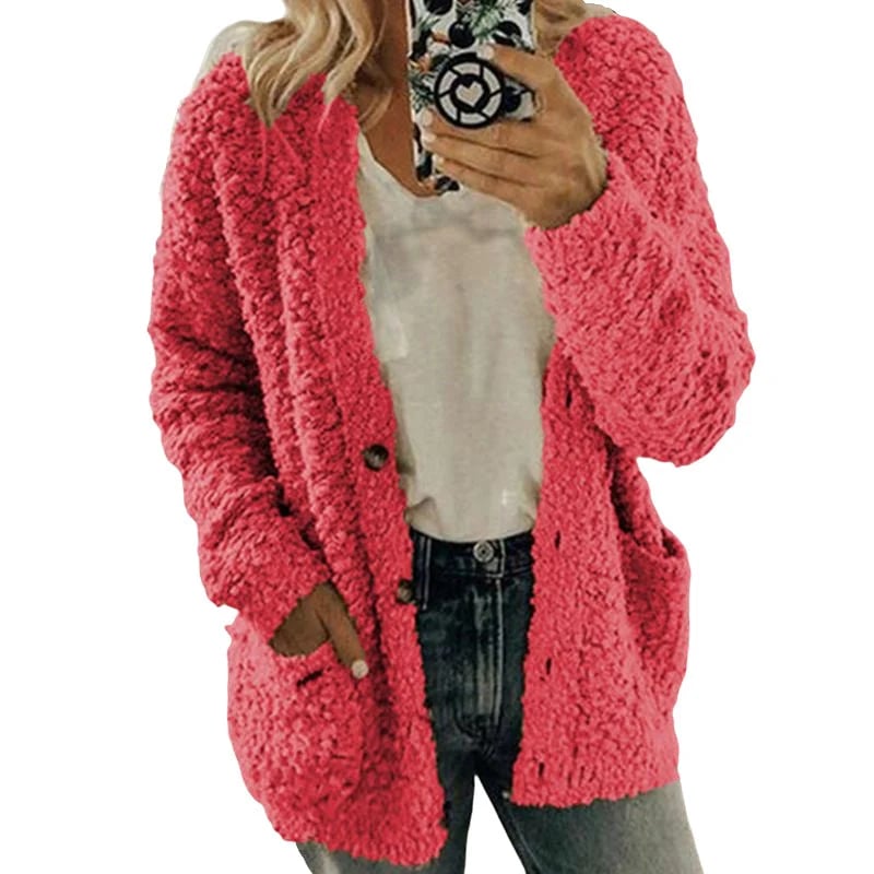 CQI Autumn And Winter Plus Size Cardigan Casual Velvet Short Jacket