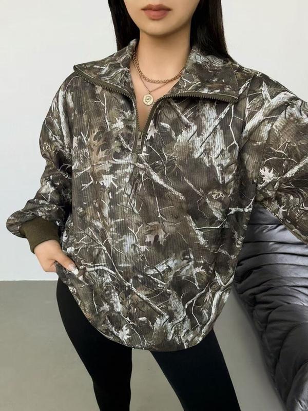 INGRIDT - Zip-Up Front Leopard Print Sweatshirt