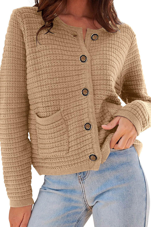 JANE | Long-sleeved round neck knitted new cardigan