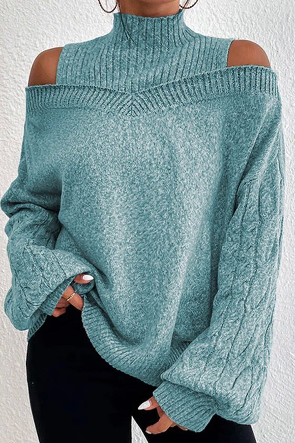 women's off shoulder turtleneck loose sweater