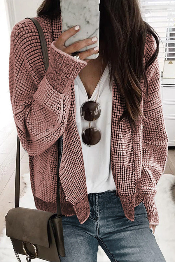 Contrast Trim Open Front Cardigan