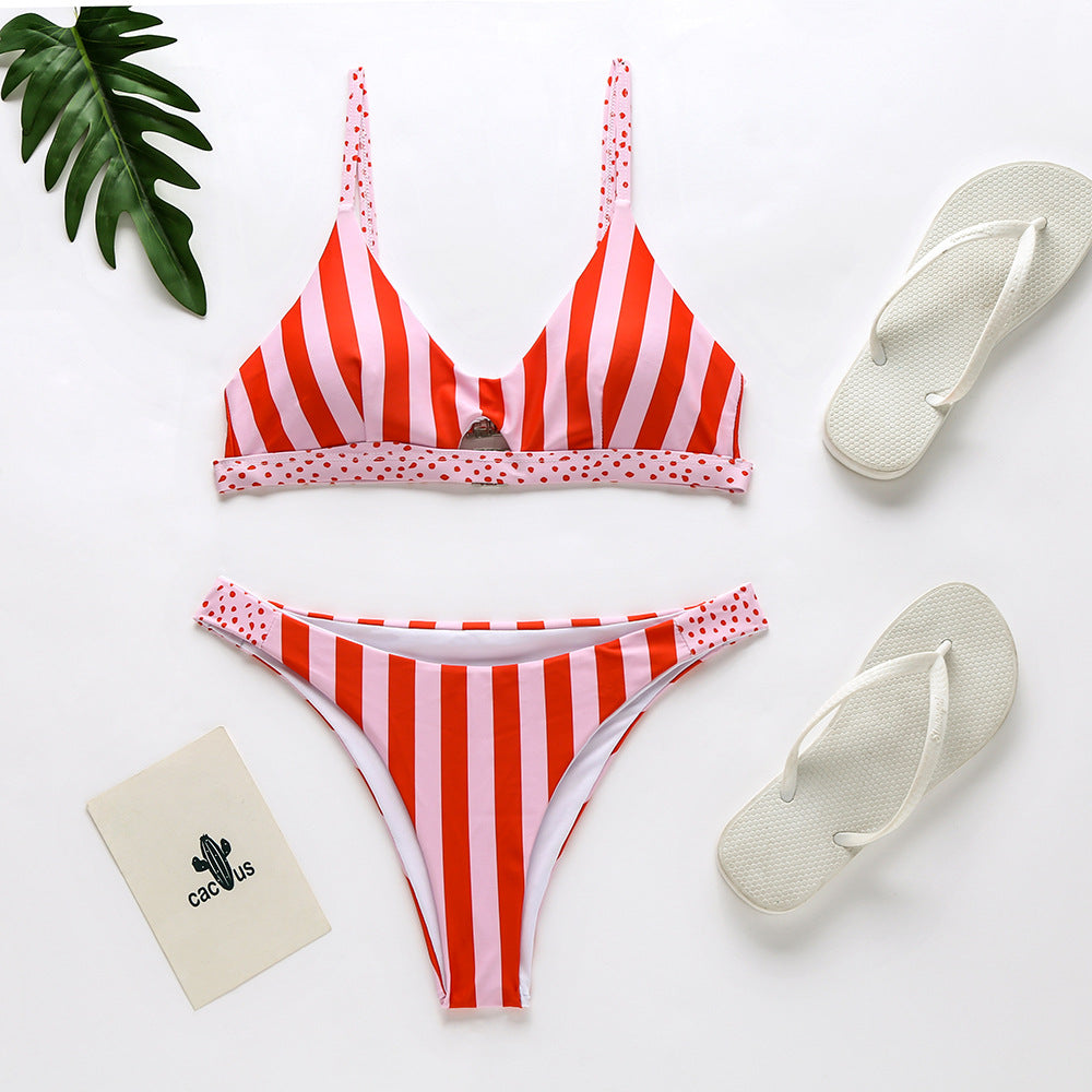 Women's New Sexy Printed Bikini Set Bandage Low Waist Swimsuit