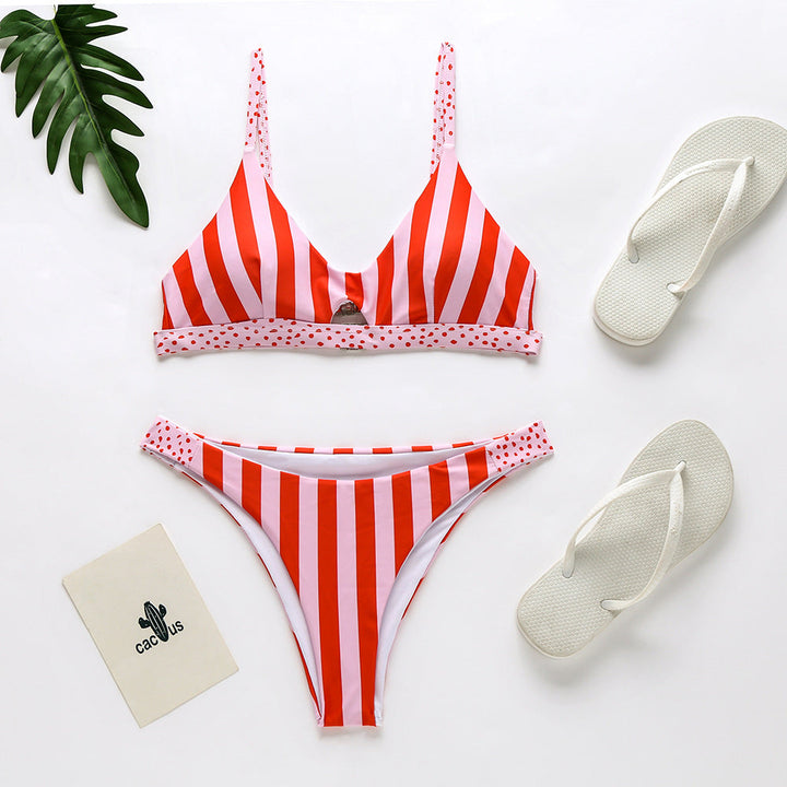 Women's New Sexy Printed Bikini Set Bandage Low Waist Swimsuit