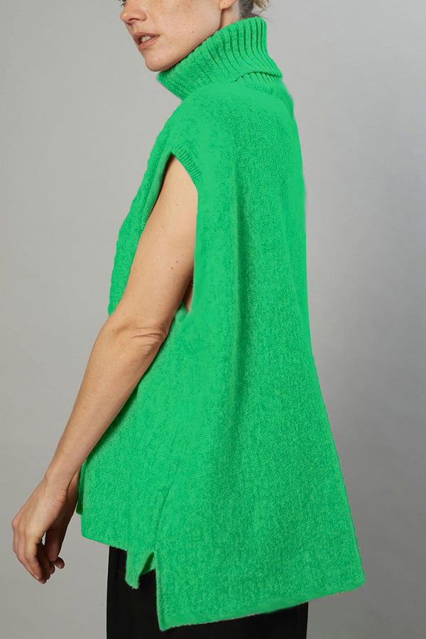 OCEAN | Turtleneck Sleeveless Top Fashion Casual Sweater