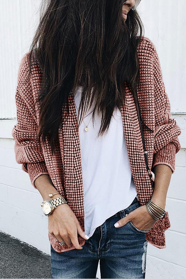 Contrast Trim Open Front Cardigan