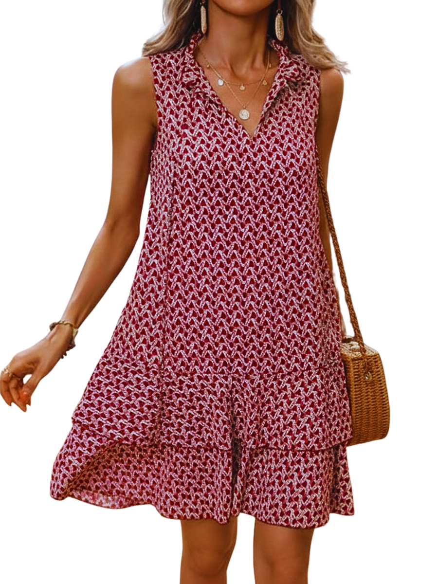 DORAT - Geometric Print Bow Dress Casual