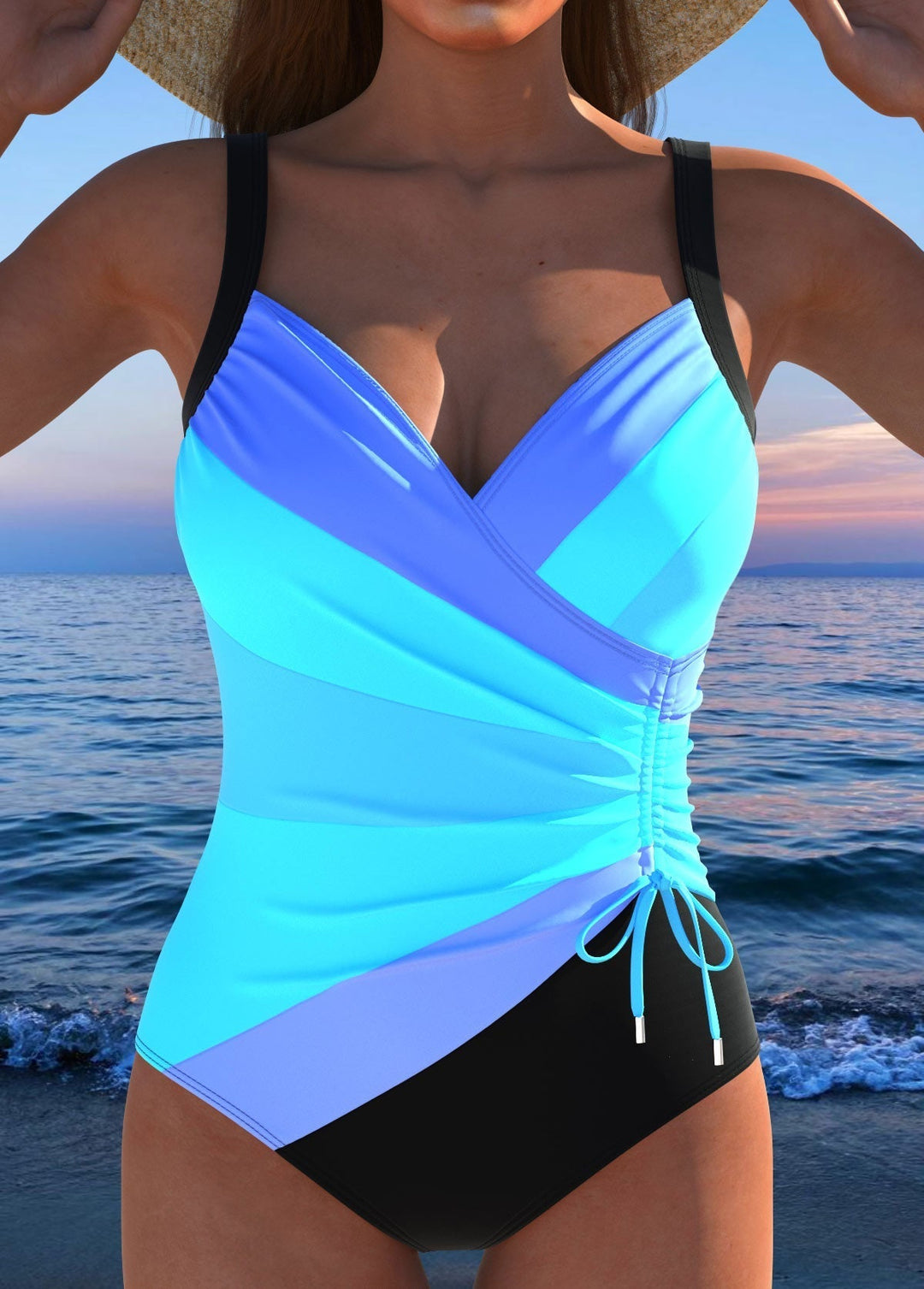 Susan | Luxe Surplice Swimsuit with Colorful Print