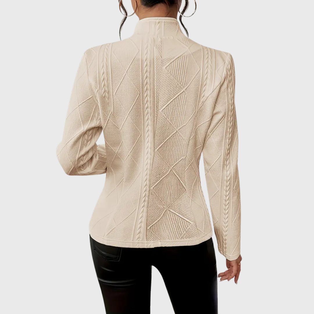 WOMEN’S STRUCTURED KNIT SLIM-FIT BLAZER WITH BUTTON DETAIL | VIVI