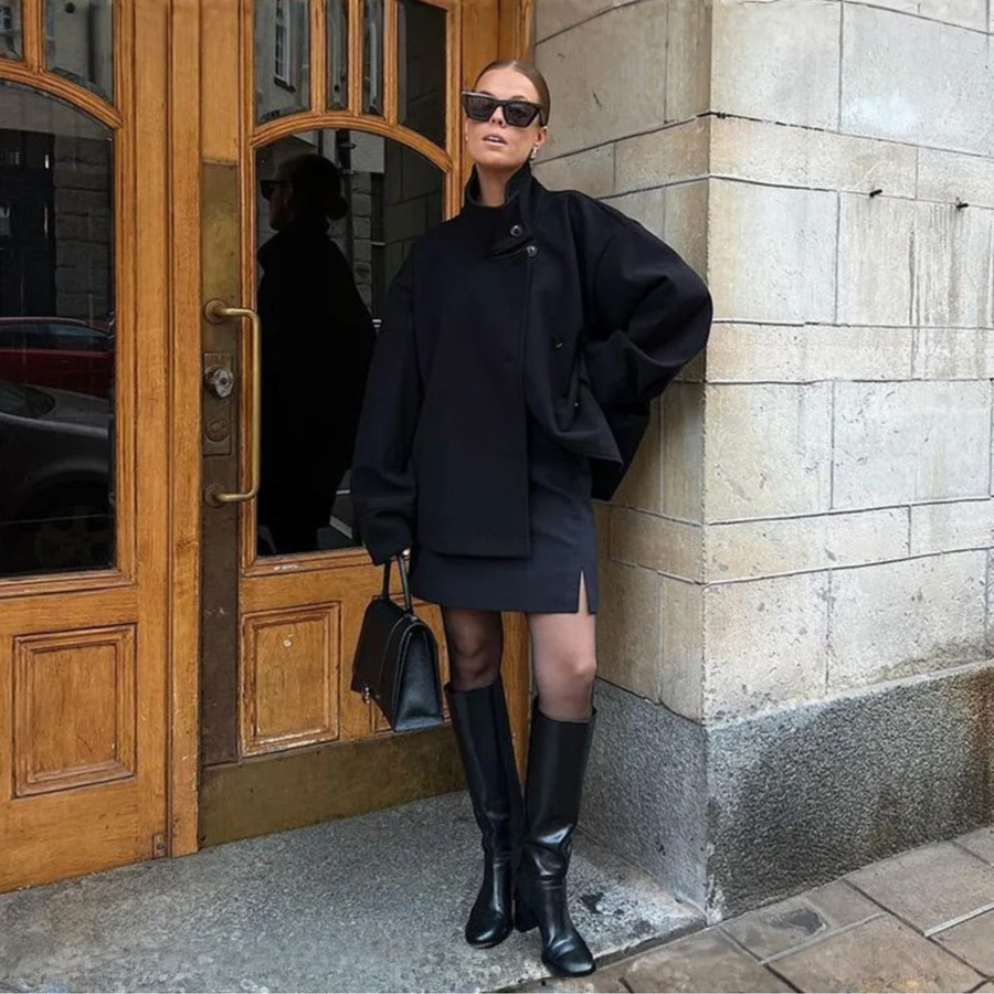 BHEKIT - Chic Stand-Up Collar Long Sleeve