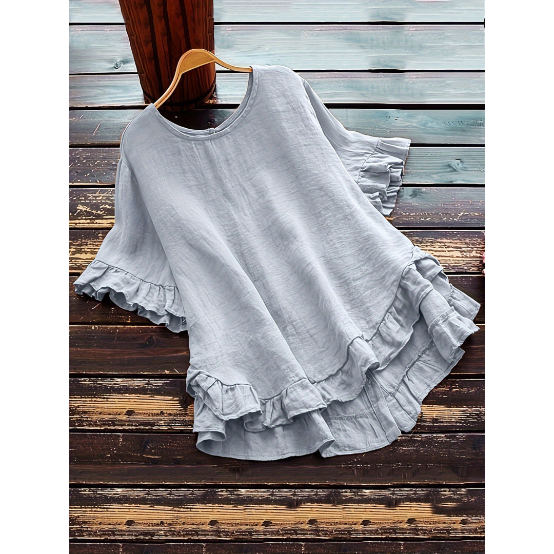 EVITAT - Simple Plus Size Ruffle Hem