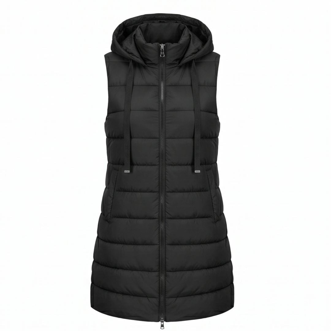 Aveline - Long Hooded Puffer Vest
