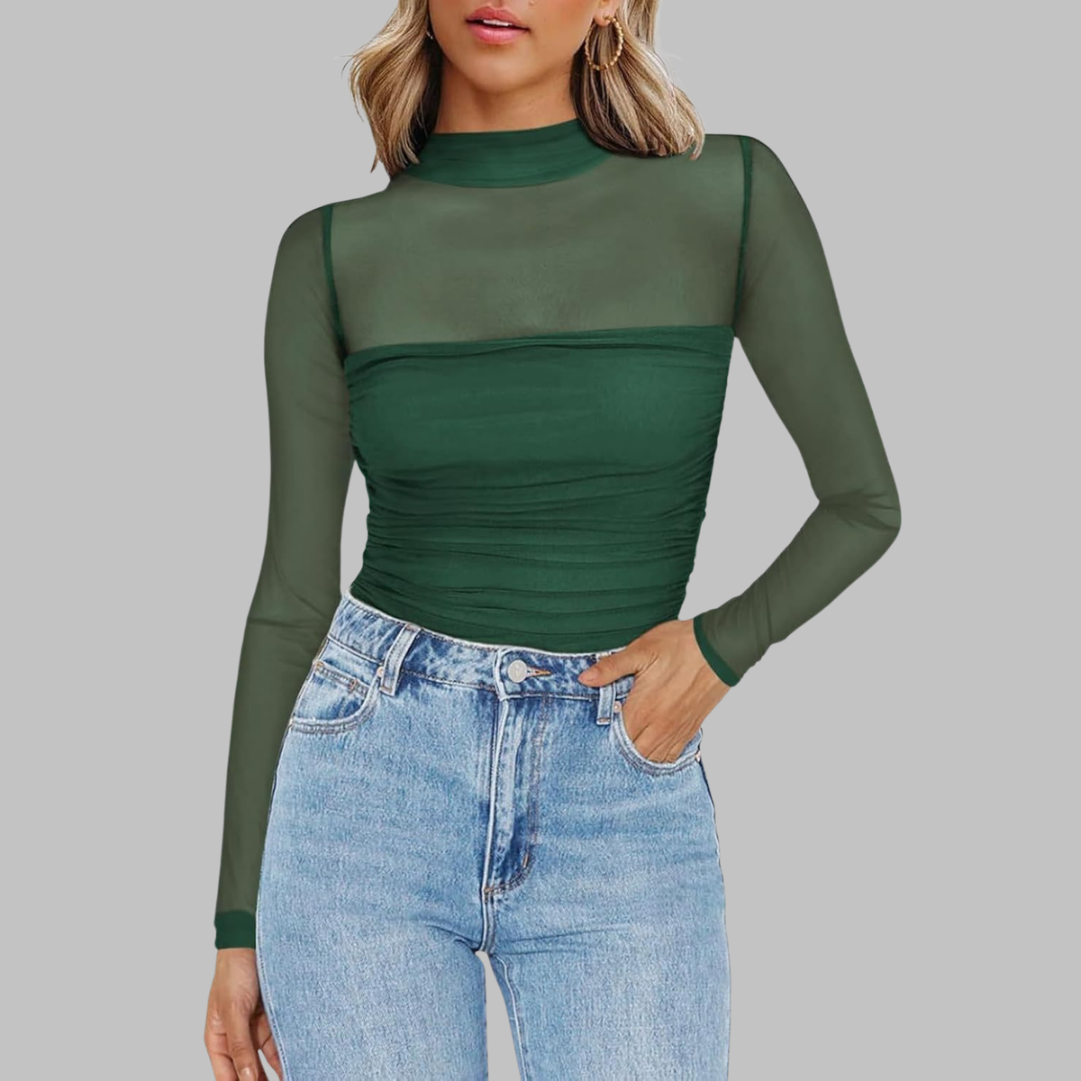 VEGAT - Chic Sheer Mesh See-Through Long