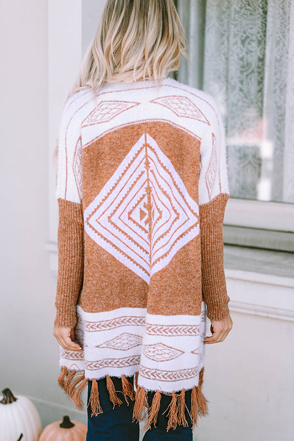 Casual slouchy fringed hem cardigan