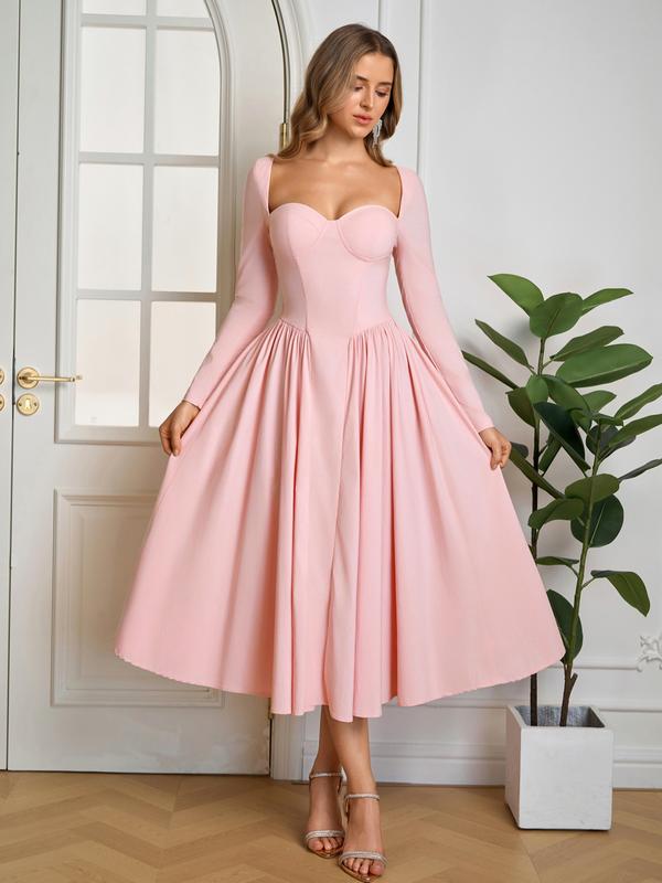 HOLLYT - Ruched Tie-Back Sweetheart Neck A-Line