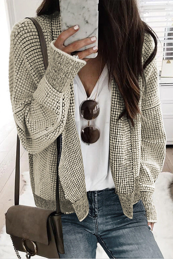 Contrast Trim Open Front Cardigan