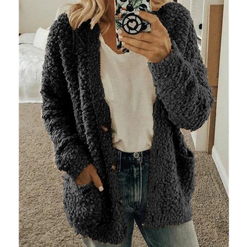 CQI Autumn And Winter Plus Size Cardigan Casual Velvet Short Jacket