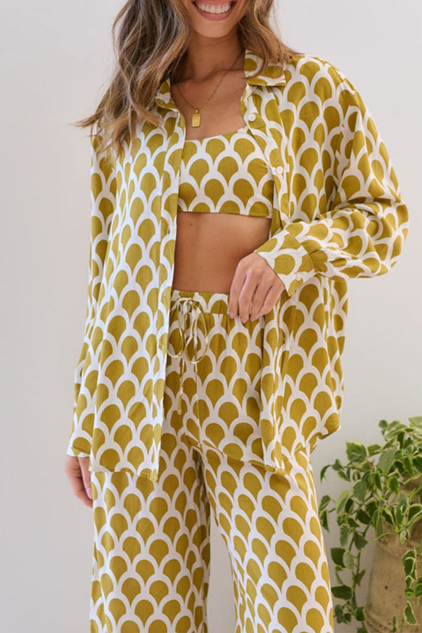 Layne Mustard Print Shirt Set of Three