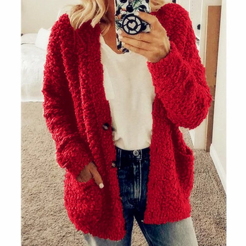 CQI Autumn And Winter Plus Size Cardigan Casual Velvet Short Jacket