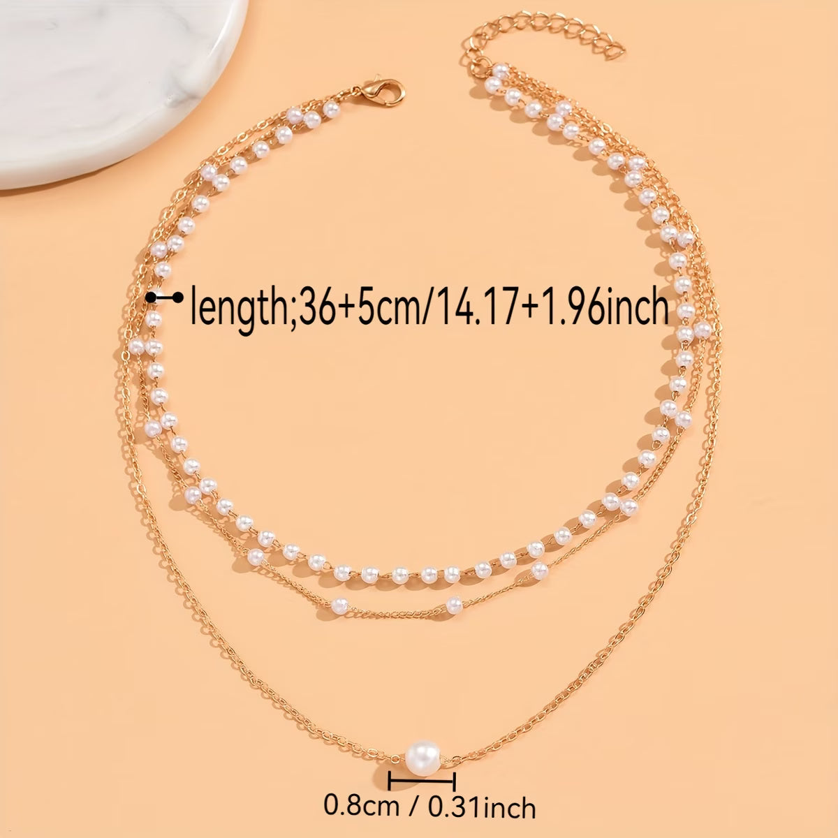 Trinity necklace set with three pearl layers