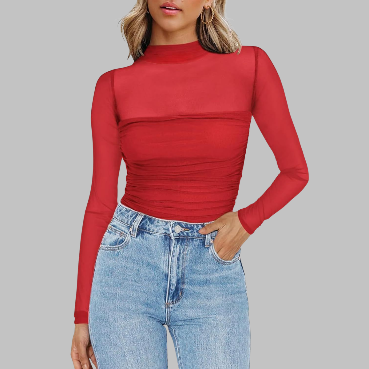 VEGAT - Chic Sheer Mesh See-Through Long