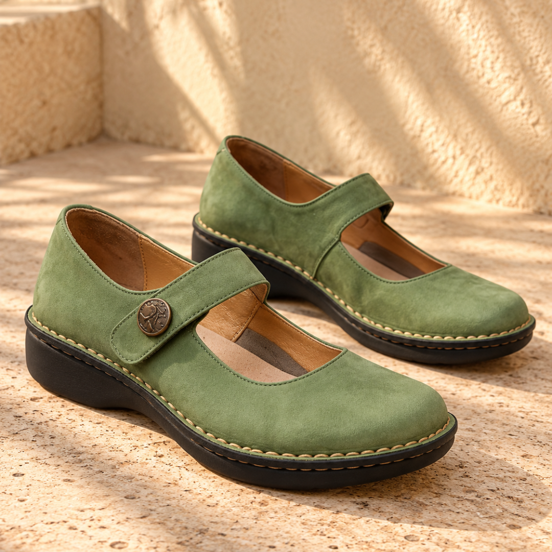 Joan | Orthopaedic Mary Jane Flats with Strap Closure