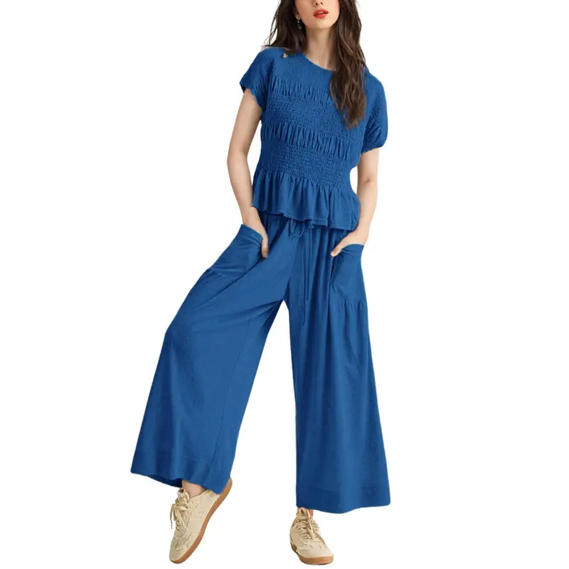 CHARLENET - 2-Piece Smocked Top and Wide