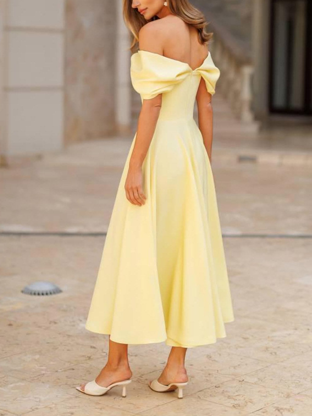 Candela | Elegant Off-Shoulder Draped Maxi Dress