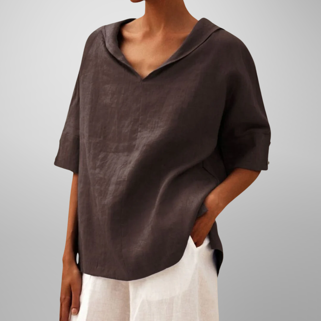 Calista - V-NECK TOP WITH COLLAR