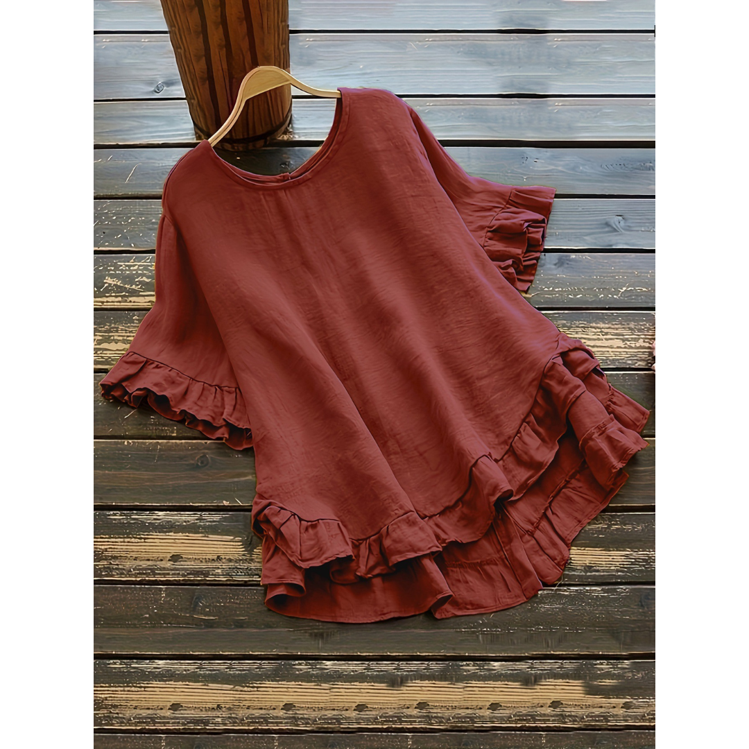 EVITAT - Simple Plus Size Ruffle Hem