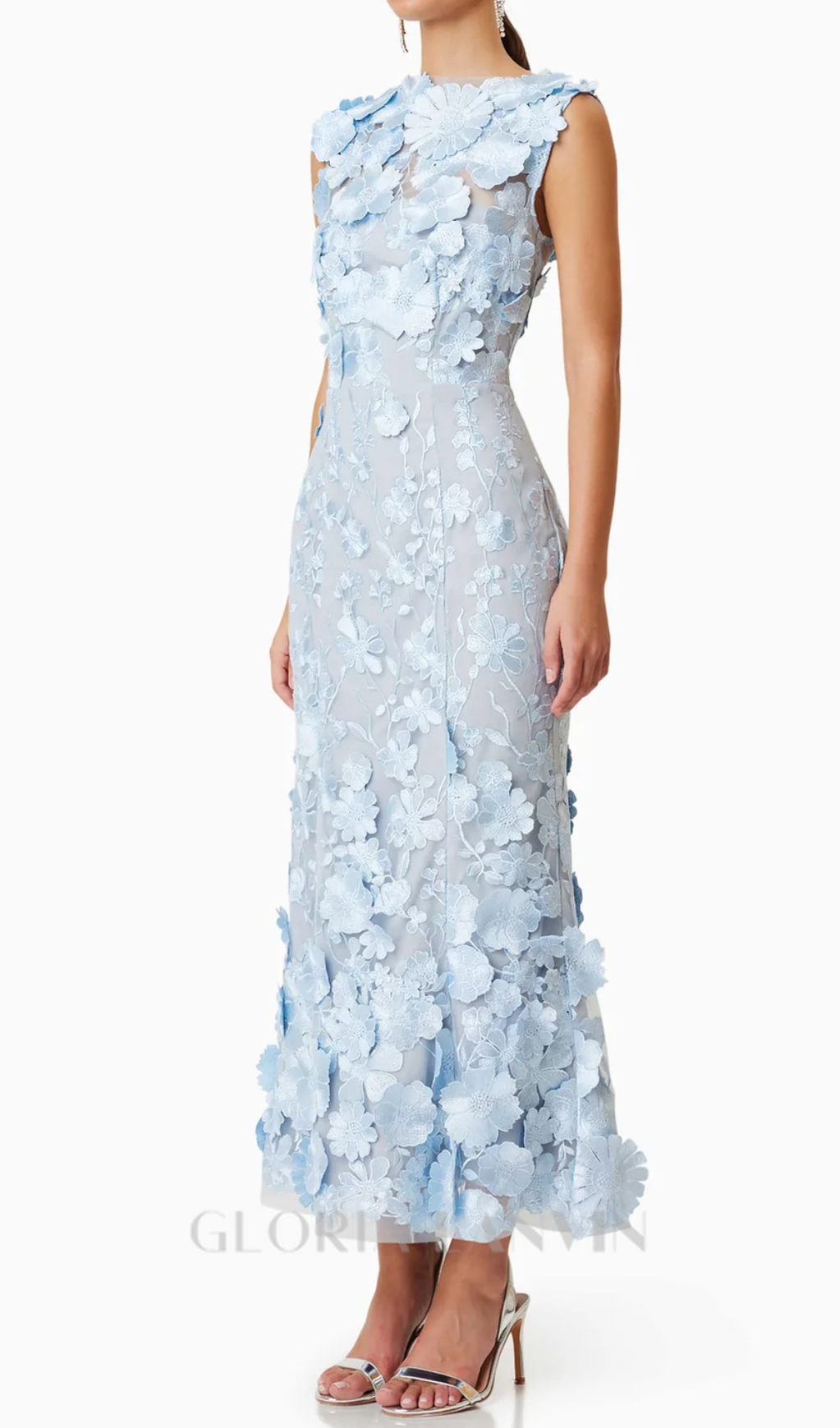 Selene Cocktail Midi Dress in Blue