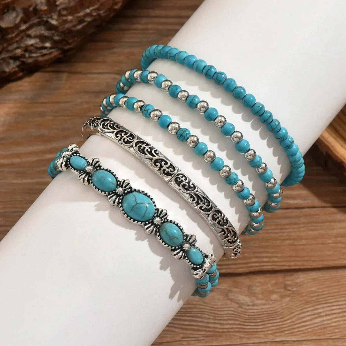 Mirella boho bracelet set with turquoise beads