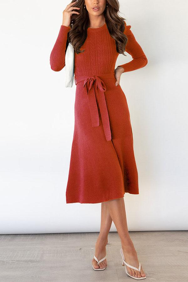 EVELYN | Bubble Long-sleeved Knitted Mid-length Dress