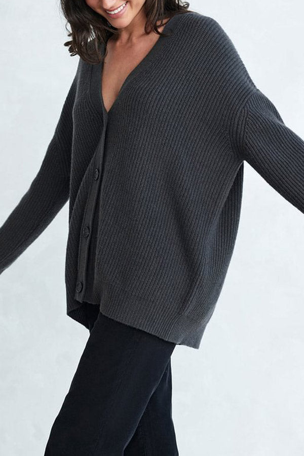 Mountain View Knit Ribbed Button Relaxed Cardigan