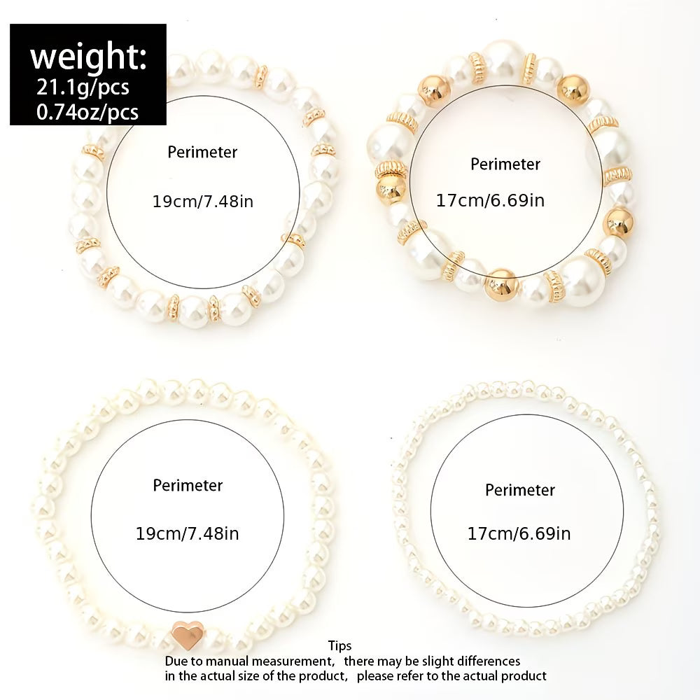 Set of 4 Stackable Pearl Bracelets