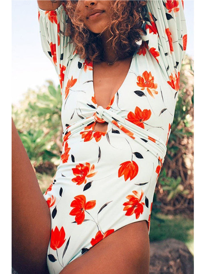Floral Print Bandage Design Croci One-piece Swimsuit