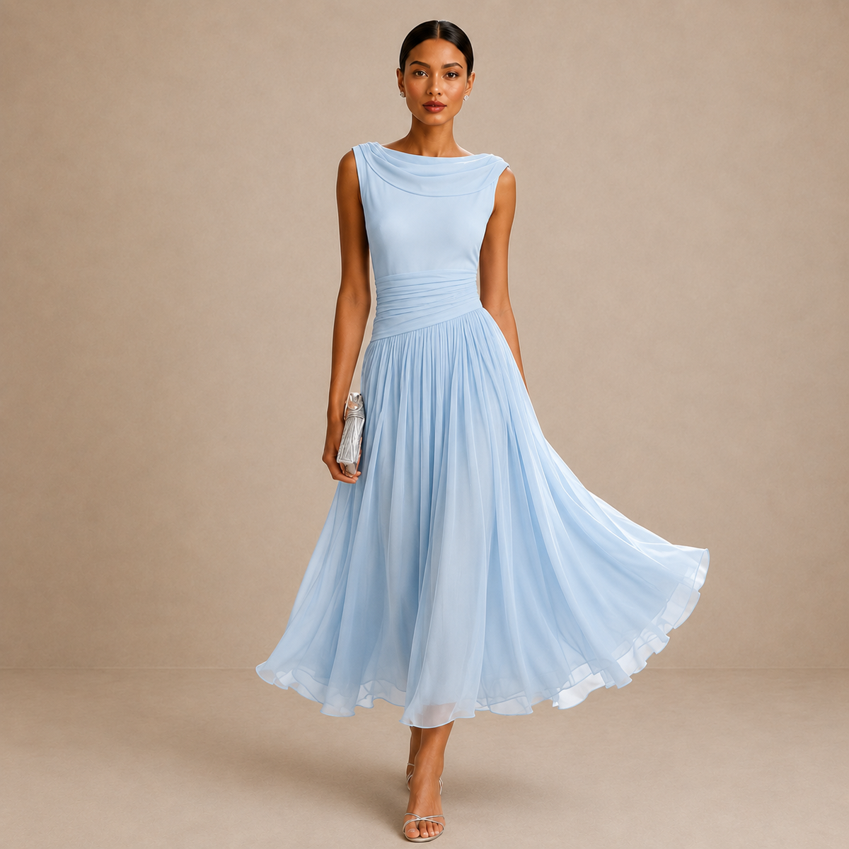 Aveline™ – Elegant Pleated Midi Dress